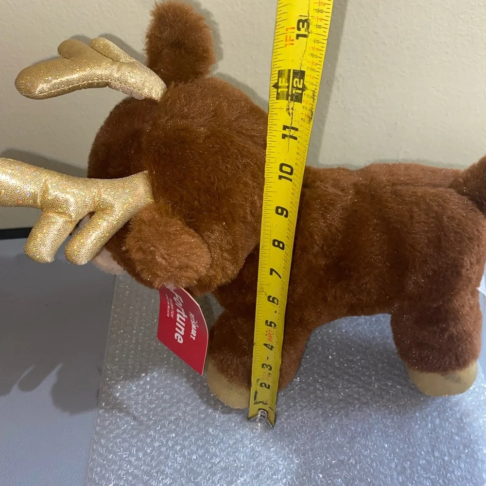 NWT Fortune Reindeer Plush Dog Toy - Brown with Gold Accents & Shimmer